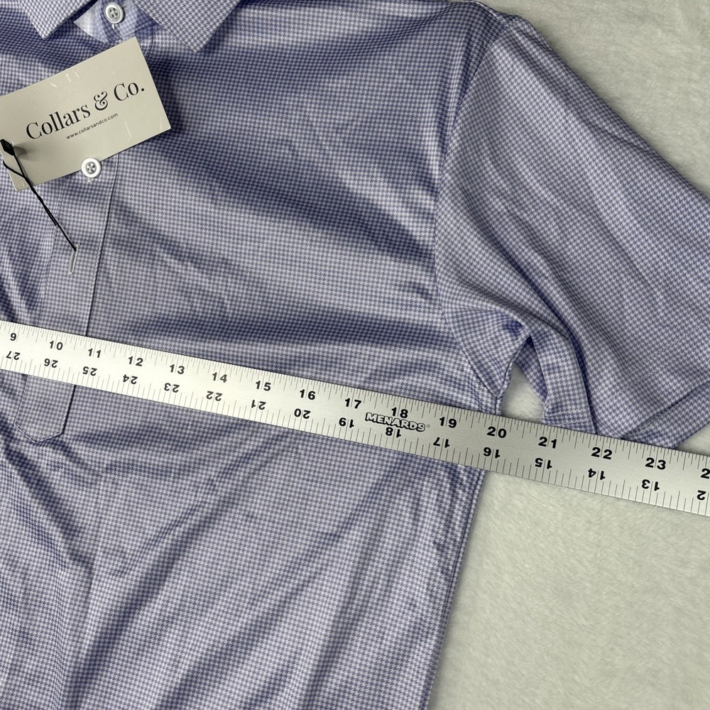 Collars and Co. Short Sleeve Polo Lavender Houndstooth Shirt Size S Purple - Picture 3 of 7